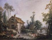 Francois Boucher Landscape with a Watermill oil